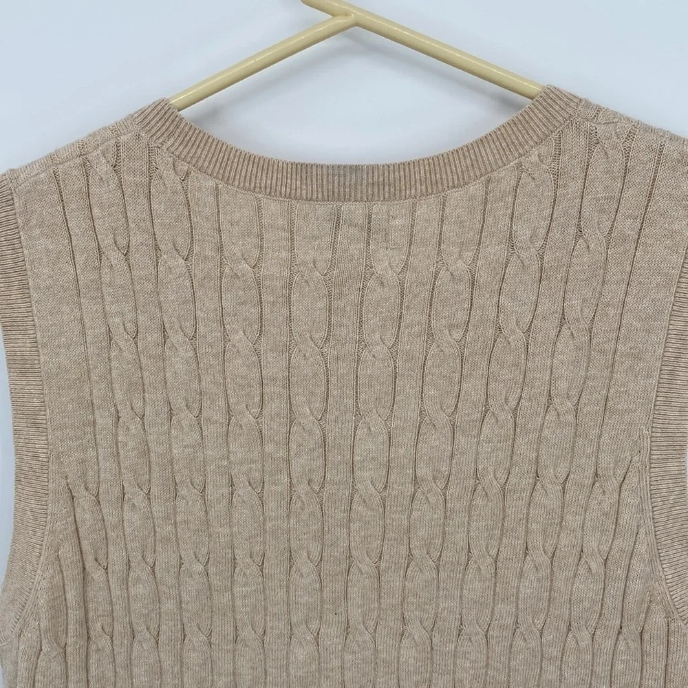 J. Crew Sleeveless Beige Cable Knit Sweater Size Medium